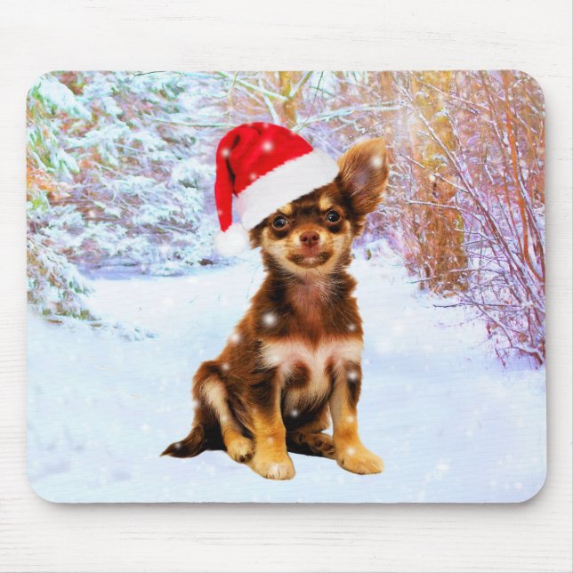 Tapis De Souris Laisser neiger Noël Chihuahua Chig (Devant)