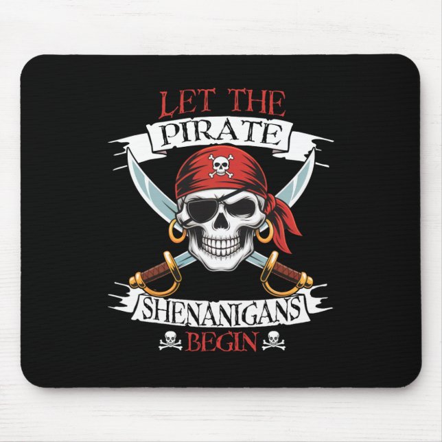 Tapis De Souris Laissez Les Shenanigans Pirates Begian Pirate Skul (Devant)