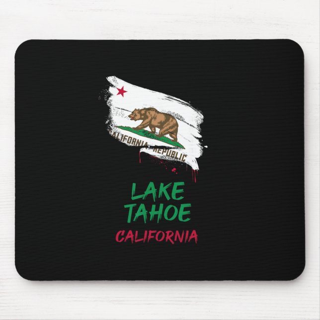 Tapis De Souris Lake Tahoe California Paint Splatter Flag Vacation (Devant)