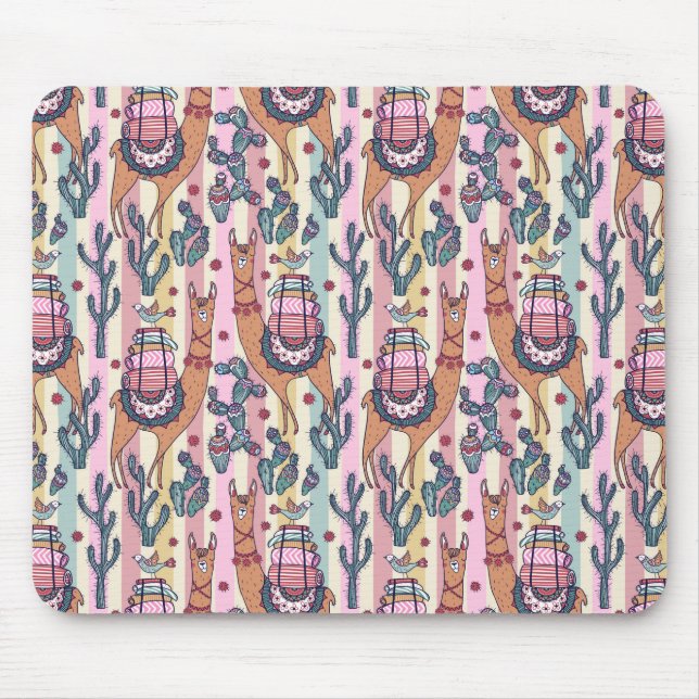 Tapis De Souris Lamas sur le motif de rayures (Devant)