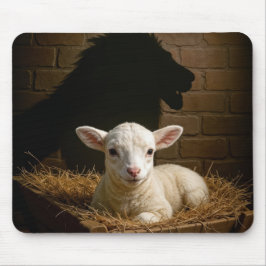 Tapis De Souris Lamb In a Manger With Lion Shadow