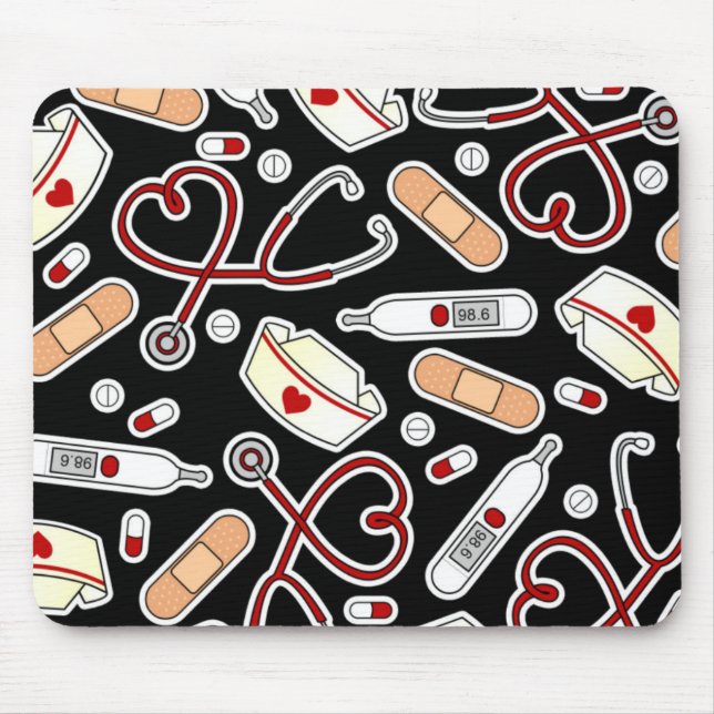 Tapis De Souris L'amour des infirmières Imprimer noir (Devant)