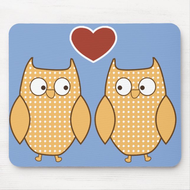 Tapis De Souris L'amour du coeur du hibou (Devant)