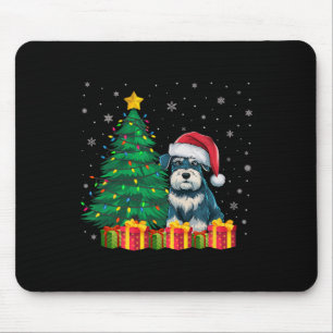 Tapis De Souris Lampe de Noël de Schnauzer Santa Hat