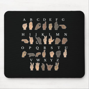 Tapis De Souris Langue des signes Geste de la main Sourde sensibil