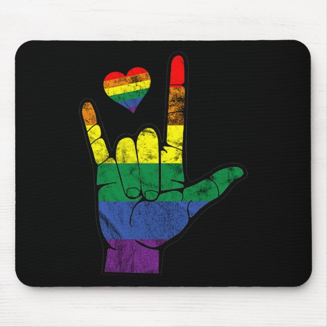 Tapis De Souris Langues des signes gay pride ASL LGBT Sensibilisat (Devant)