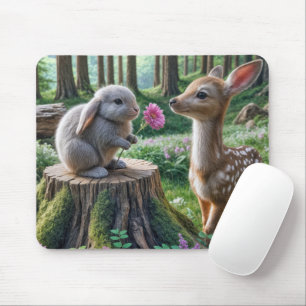 Tapis De Souris Lapin à oreille de disquette avec une fleur et un 