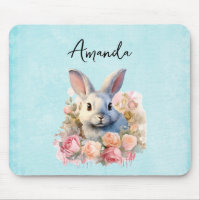 Lapin avec une guirlande de roses Mignon