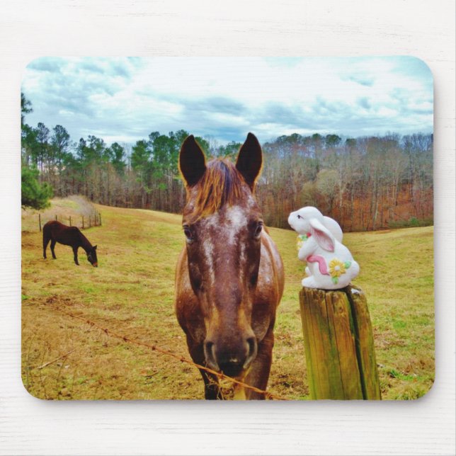 Tapis De Souris Lapin de Pâques et cheval Brown (Devant)