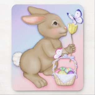 Tapis De Souris Lapin de Pâques et Panier Mousepad
