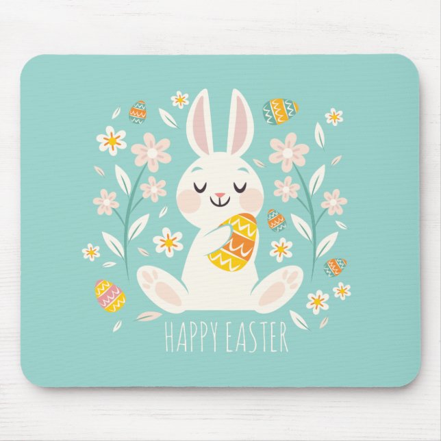 Tapis De Souris Lapin de Pâques heureux élégant | Mousepad (Devant)