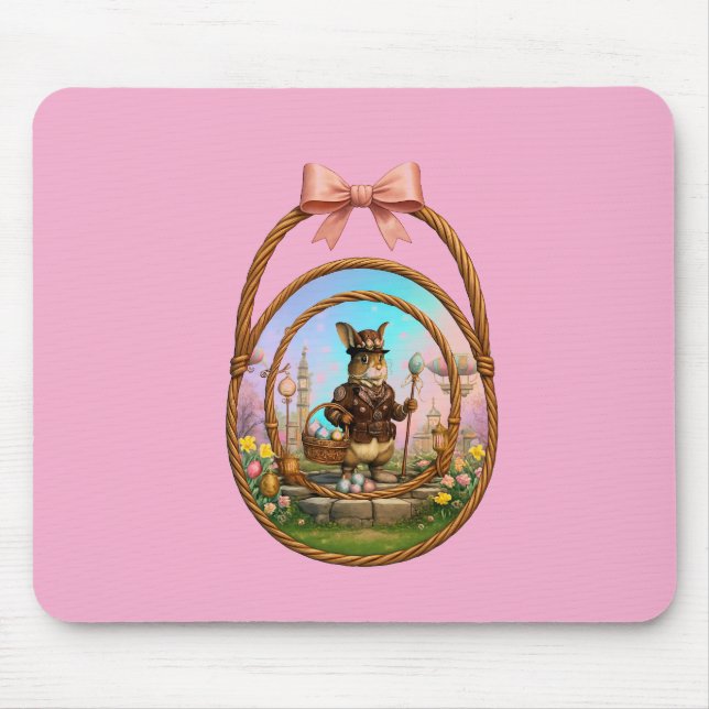 Tapis De Souris Lapin de Pâques Steampunk dans un cadre (Devant)
