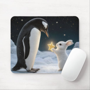 Tapis De Souris Lapin et manchot avec une étoile néon