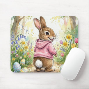Tapis De Souris Lapin mignon dans un jardin de Pâques