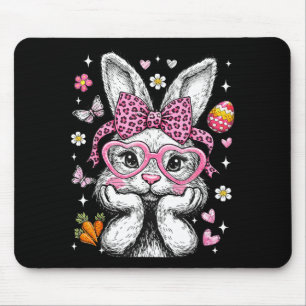 Tapis De Souris Lapin mignon visage léopard coquette noeud papillo