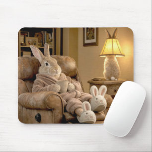 Tapis De Souris Lapin se détendant dans un fauteuil