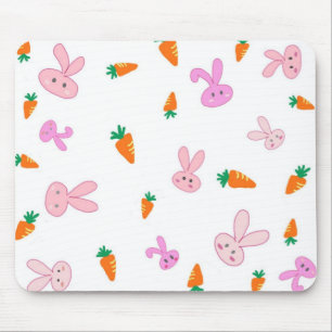 Tapis De Souris Lapins et carottes Mousepad de Handrawn