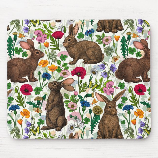Tapis De Souris Lapins et fleur sauvage (Devant)