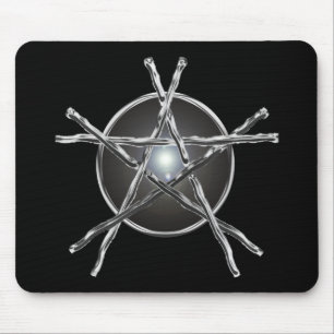 Tapis De Souris L'argent colle le pentagone étoilé Mousepad