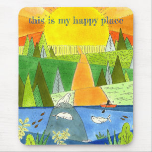 Tapis De Souris L'art du lever du soleil en kayak sur la rivière S