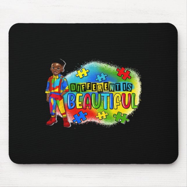 Tapis De Souris L'Autisme Enfant Noir Différent Est Beau Autisme A (Devant)