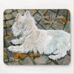 Tapis De Souris L'automne laisse Westie sur Patio