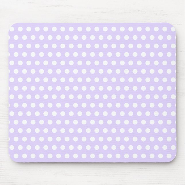 Tapis De Souris Lavande légère avec Pois blancs (Devant)