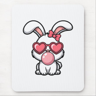 Tapis De Souris layful Kawaii Rabbit with Bubblegum Bubble
