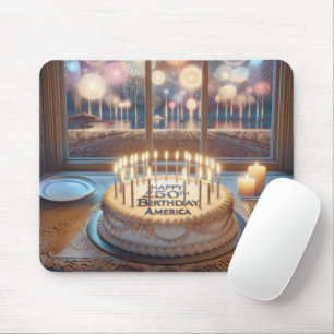 Tapis De Souris Le 250e joyeux gâteau d'anniversaire de l'Amérique