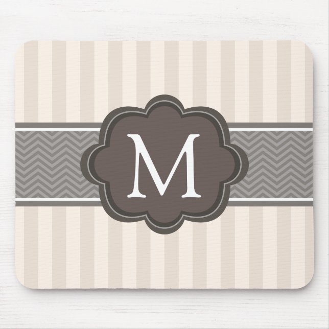 Tapis De Souris Le beige en ivoire élégant barre le monogramme de (Devant)