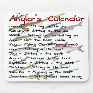 Tapis De Souris Le calendrier Mousepad du pêcheur à  la ligne