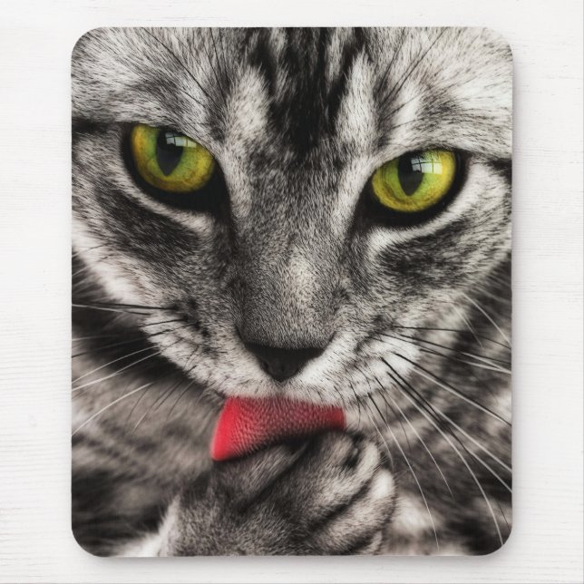 Tapis De Souris Le chat lèchent (Devant)