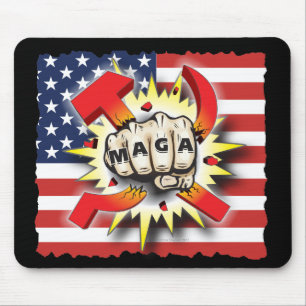 TAPIS DE SOURIS LE COMMUNISME MAGA SMASH FIST AMERICAN FIE