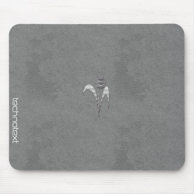 Tapis De Souris Le cuir chic frais ajoutent la fleur d'argent (Devant)
