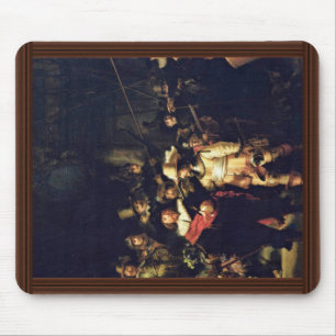 Tapis De Souris Le détail de montre de nuit par Rembrandt