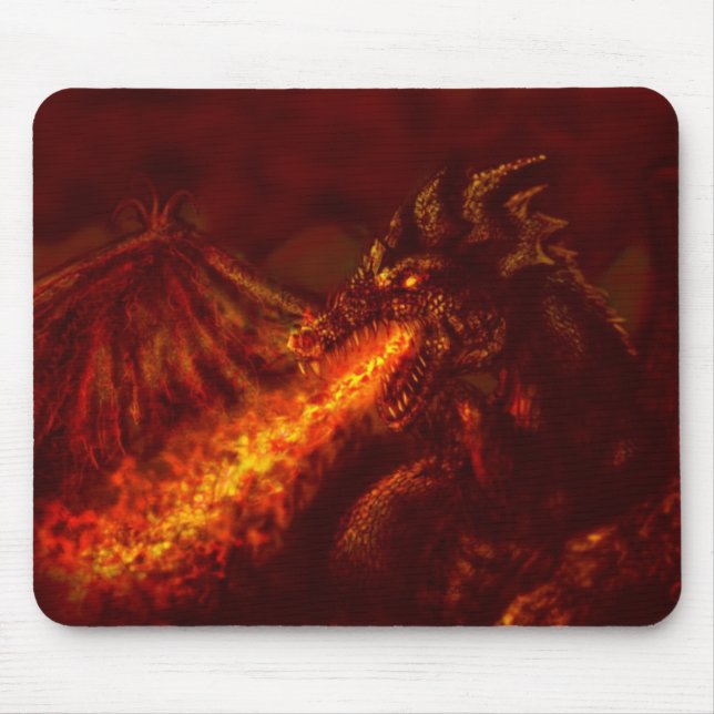 Tapis De Souris Le feu de respiration de grand dragon rouge (Devant)