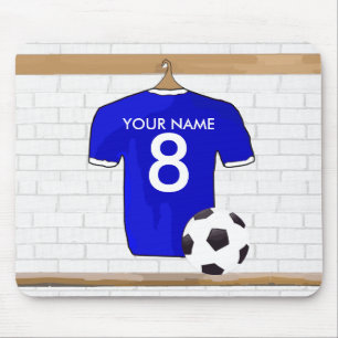 Tapis De Souris Le football Jersey blanc bleu personnalisé du