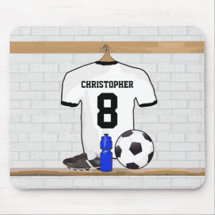 Tapis De Souris Le football Jersey noir blanc personnalisé du