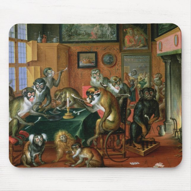 Tapis De Souris Le fumoir avec des singes (Devant)