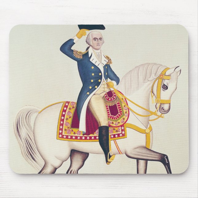 Tapis De Souris Le Général Washington sur un chargeur blanc, (Devant)