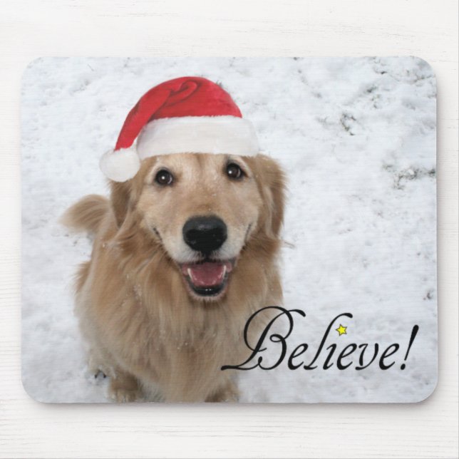 Tapis De Souris Le golden retriever croient Noël (Devant)