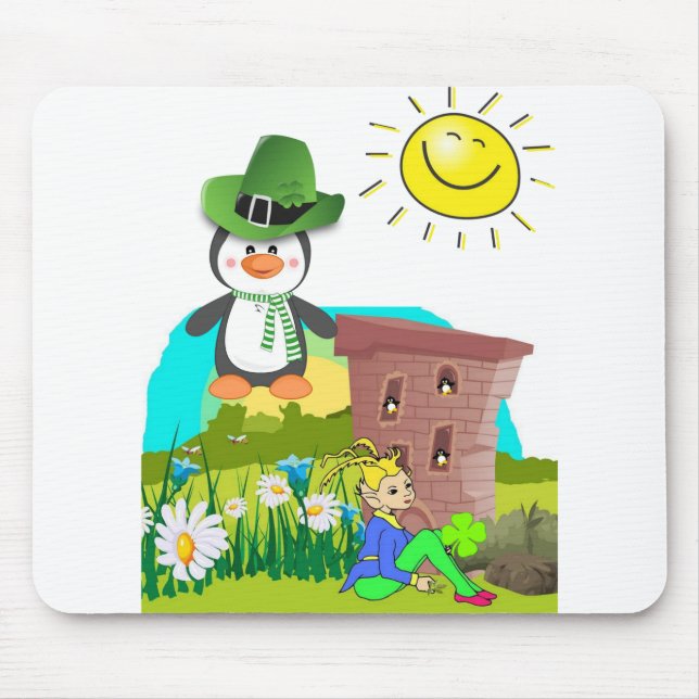 Tapis De Souris le jour de saint-patrick pingouin leprechaun (Devant)