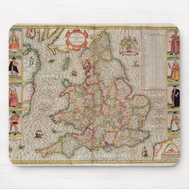 Tapis De Souris Le Kingdome de l'Angleterre, gravé par Jodocus (Devant)