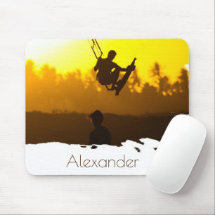 Tapis De Souris Le kite surf personnalisé au Sunset Tropical