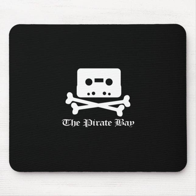 Tapis De Souris Le logo blanc de Crossbone de baie de pirate (Devant)