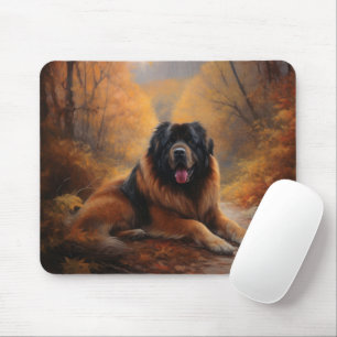 Tapis De Souris Le Mastiff tibétain en automne les feuilles automn