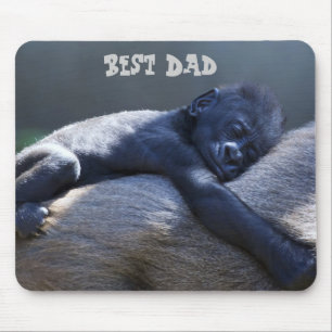 Tapis De Souris Le meilleur papa, singe de bébé étreignant la