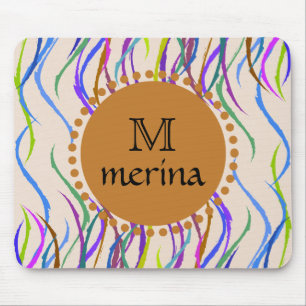 Tapis De Souris Le monogramme peint courbe le cercle décoratif