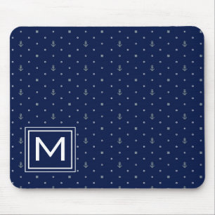 Tapis De Souris Le motif de pois d'Ancre   ajoutent votre initiale