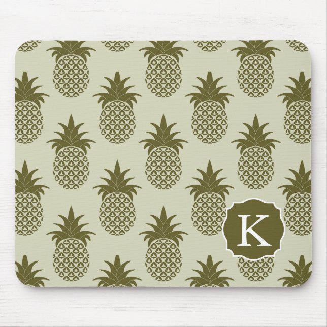 Tapis De Souris Le motif kaki | d'ananas ajoutent votre initiale (Devant)